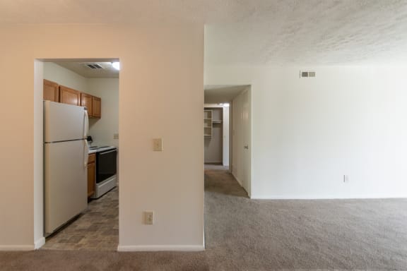 This is a photo of the dining room in the 652 square foot, 1 bedroom, 1 bath B-style apartment at Blue Grass Manor Apartments in Erlanger, KY.