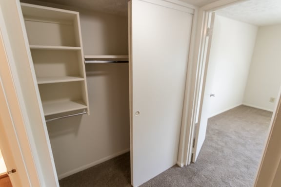 This is a photo of the hallway in the 652 square foot, 1 bedroom, 1 bath B-style apartment at Blue Grass Manor Apartments in Erlanger, KY.