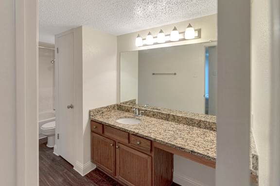 Bathroom in the 982 square foot 1 bedroom, 1 bath apartment at Cambridge Court Apartments in Dallas, TX.