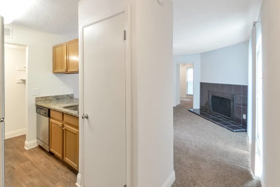 This is a photo of the hallway in the 982 square foot 1 bedroom, 1 bath apartment at Cambridge Court Apartments in Dallas, TX.
