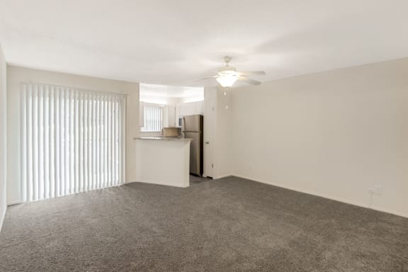 This is a photo of the kitchen in the 450 square foot efficiency apartment at Cambridge Court Apartments in Dallas, TX.