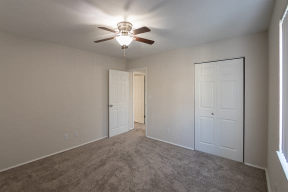 This is a photo of the second bedroom of the 1004 square foot, 2 bedroom/1 bath Townhome with stackable washer/dryer floor plan at Colonial Ridge Apartments in the Pleasant Ridge neighborhood of Cincinnati, OH.