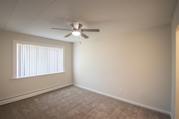 This is a photo of the bedroom in the 631 square foot, 1 bedroom/1 bath Montgomery floor plan at Colonial Ridge Apartments in the Pleasant Ridge neighborhood of Cincinnati, OH.