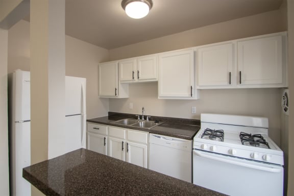 This is a photo of the kitchen pass through window in the 631 square foot, B-style (Ranch) 1 bedroom/1 bath floor plan at Colonial Ridge Apartments in the Pleasant Ridge neighborhood of Cincinnati, OH.