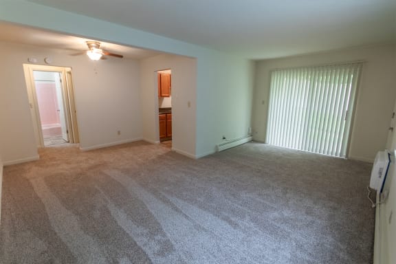 This is a photo of the living room in the 620 square foot, 1 bedroom, 1 bath junior floor plan at Colonial Ridge Apartments in the Pleasant Ridge neighborhood of Cincinnati, OH.