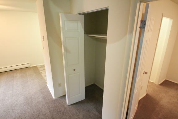 This is a photo of the living room closet in the 631 square foot 1 bedroom, 1 bath floor plan at Colonial Ridge Apartments in Cincinnati, OH.
