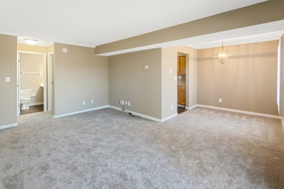 This is a photo of the living room of an upgraded650 square foot, 1 bedroom apartment at Deer Hill Apartments in Cincinnati, OH.