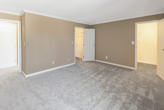 This is a photo of the bedroom of an upgraded 650 square foot, 1 bedroom apartment at Deer Hill Apartments in Cincinnati, OH.