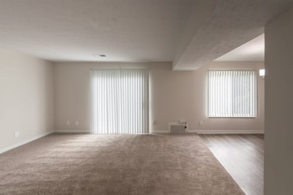 This is a photo of the living room of an upgraded 950 square foot, 2 bedroom apartment at Deer Hill Apartments in Cincinnati, OH.