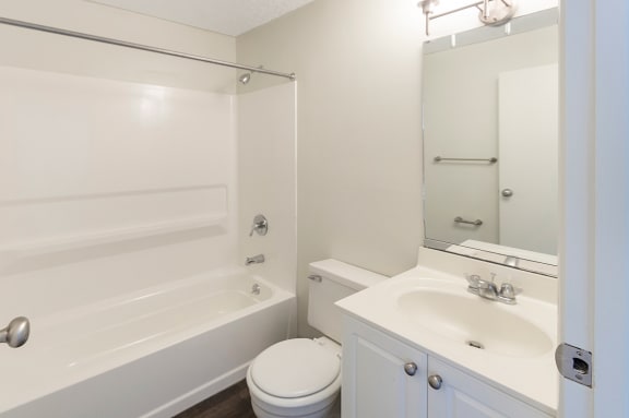 This is a photo of the bathroom of a 950 square foot, standard 2 bedroom apartment at Deer Hill Apartments in Cincinnati, OH.