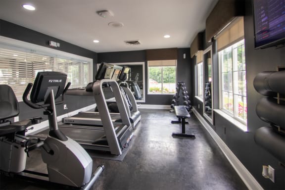 This is a photo of the fitness center at Deer Hill Apartments in Cincinnati Ohio.