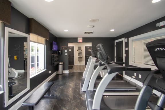 This is a photo of the fitness center at Deer Hill Apartments in Cincinnati Ohio.