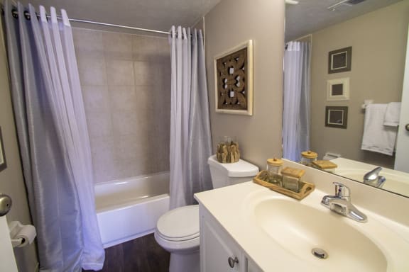 This is a photo of the master bathroom of a 2 bedroom apartment at Deer Hill Apartments in Cincinnati, OH.