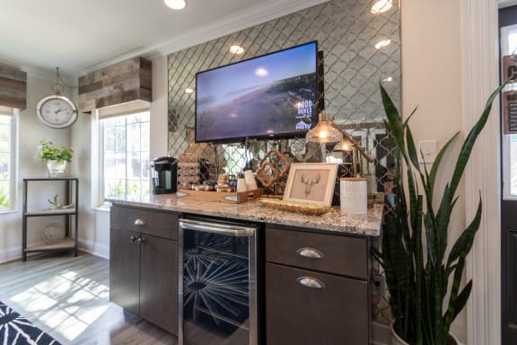 This is a photo of the coffee bar in the leasing office at Deer Hill Apartments in Cincinnati Ohio.