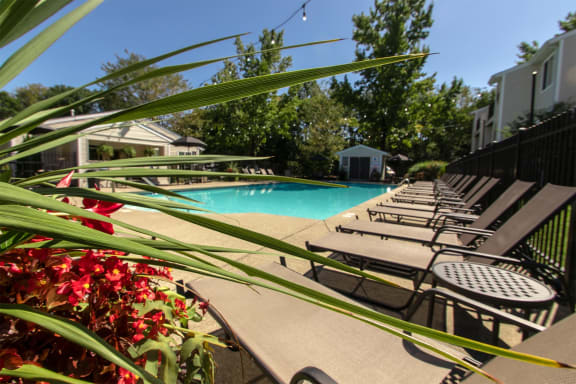 This is a picture of the pool area at Deer Hill Apartments in Cincinnati, Ohio.