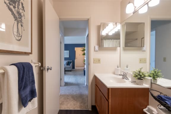 bathroom in the 850 square foot, 1 bedroom, 1 bath apartment  at Fairfield Pointe, Fairfield