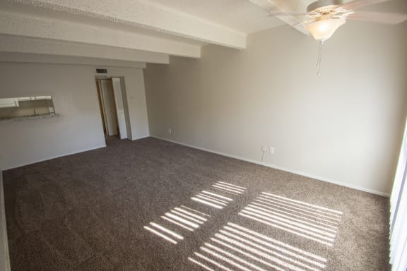 This is a photo of the living area of a 500 square foot 1 bedroom apartment at Harvard Square Apartments in Dallas, TX.
