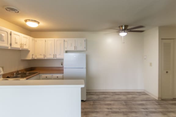 This is a photo of the kitchen in the 545 square foot 1 bedroom, 1 bath apartment at Lisa Ridge Apartments in the Westwood neighborhood of Cincinnati, Ohio.