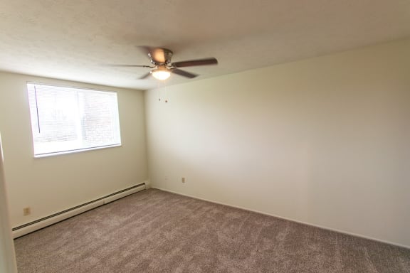 This is a photo of the bedroom in the 545 square foot 1 bedroom, 1 bath apartment at Lisa Ridge Apartments in the Westwood neighborhood of Cincinnati, Ohio.
