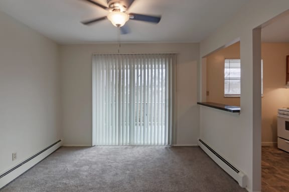 This is a photo of the dining room of a 2 bedroom, 758 square foot apartment at Lake of the Woods Apartments in Cincinnati, OH.
