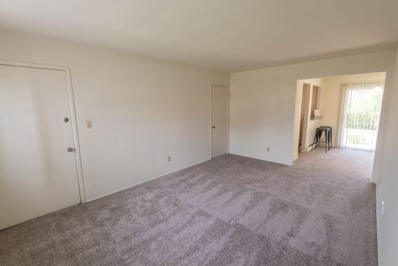 This is a photo of the living room in the 758 square foot, 2 bedroom floor plan at Lake of the Woods Apartments in Cincinnati, OH.