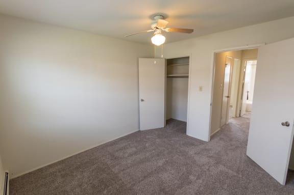 This is a photo of the second bedroom in the 758 square foot, 2 bedroom floor plan at Lake of the Woods Apartments in Cincinnati, OH.