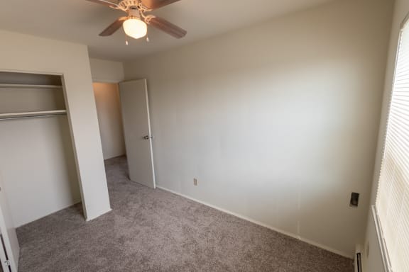 This is a photo of the third bedroom in the 1229 square foot, 3 bedroom, 2.5 bath townhome floor plan at Lake of the Woods Apartments in Cincinnati, OH.