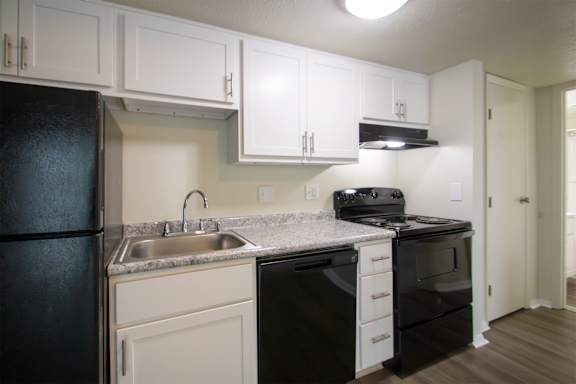 This is a photo of the kitchen of the 560 square foot 1 bedroom, 1 bath Elm floor plan at Montana Valley Apartments in Cincinnati, OH.