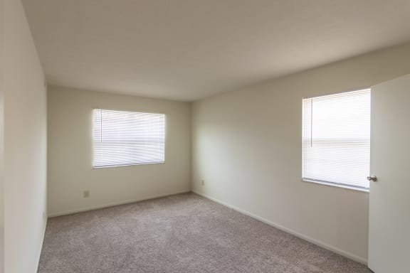 This is a photo the primary bedroom of the 940 square foot, Sycamore 2 bedroom, 1 bath apartment at Montana Valley Apartments in the Westwood neighborhood of Cincinnati, OH.