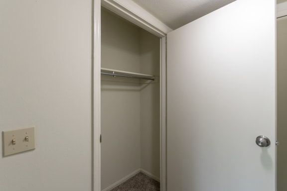 This is a photo the entry closet of the 1030 square foot, Oak 2 bedroom, 1 bath apartment at Montana Valley Apartments in the Westwood neighborhood of Cincinnati, OH.