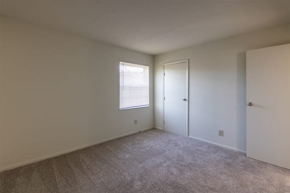 This is a photo of the bedroom of the  500 square foot 1 bedroom, 1 bath Cedar floor plan at Montana Valley Apartments in Cincinnati, OH.