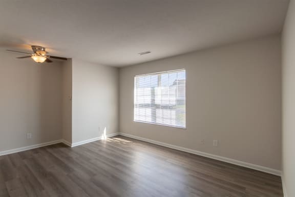 This is a photo of the living room in an upgraded 500 square foot 1 bedroom, 1 bath Cedar floor plan at Montana Valley Apartments in Cincinnati, OH.