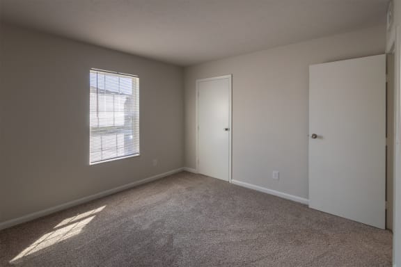 This is a photo of the bedroom in an upgraded 500 square foot 1 bedroom, 1 bath Cedar floor plan at Montana Valley Apartments in Cincinnati, OH.