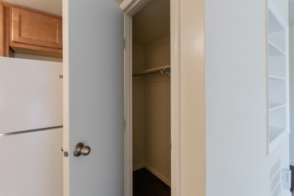 This is a photo of the living room closet of the 560 square foot 1 bedroom, 1 bath Elm floor pla at Montana Valley Apartments in Cincinnati, OH.