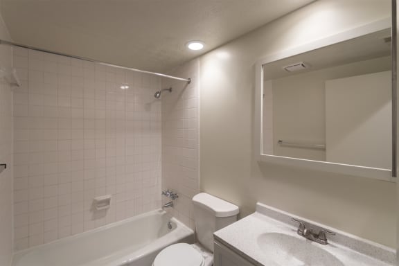 This is a photo the bathroom of the 925 square foot, Hazelnut 2 bedroom, 1 bath apartment at Montana Valley Apartments in the Westwood neighborhood of Cincinnati, OH.