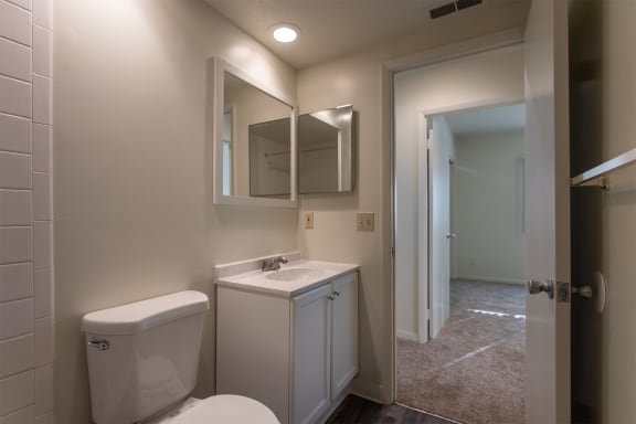 This is a photo the bathroom of the 925 square foot, Hazelnut 2 bedroom, 1 bath apartment at Montana Valley Apartments in the Westwood neighborhood of Cincinnati, OH.