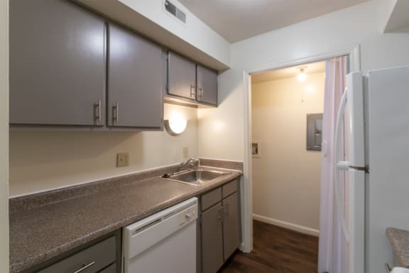 This is a photo of the kitchen showing the utility closet of the 836 square foot 2 bedroom, 1 bath Hickory floor plan at Montana Valley Apartments in Cincinnati, OH.