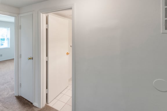 This is a photo the hallway of the 851 square foot, Maple 2 bedroom, 1 bath apartment at Montana Valley Apartments in the Westwood neighborhood of Cincinnati, OH.