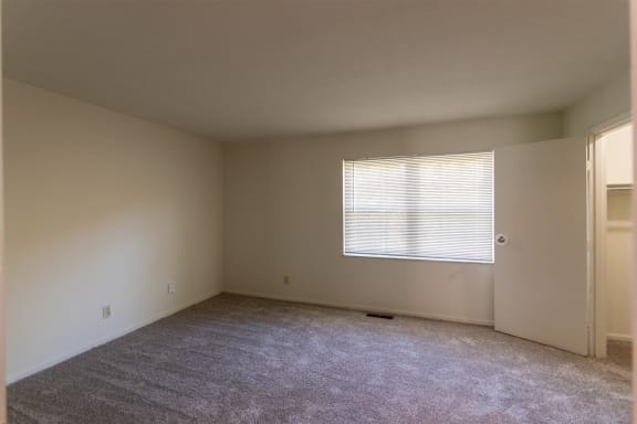 This is a photo of the primary bedroom of the 1310 square foot 3 bedroom, 1.5 bath Pine floor plan at Montana Valley Apartments in Cincinnati, OH.