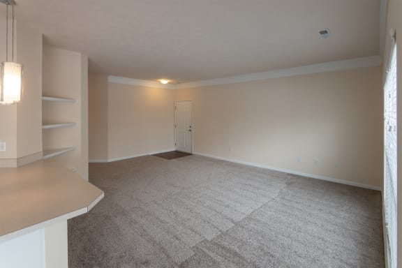 This is a photo of the living room in the 1255 square foot, 2 bedroom, 2 bath LIghthouse floor plan at Nantucket Apartments in Loveland, OH.