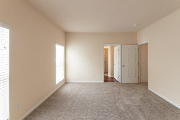 This is a photo of the primary bedroom in the 1255 square foot, 2 bedroom, 2 bath LIghthouse floor plan at Nantucket Apartments in Loveland, OH.