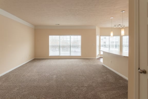 This is a photo of the living room in the 1255 square foot, 2 bedroom, 2 bath LIghthouse floor plan at Nantucket Apartments in Loveland, OH.