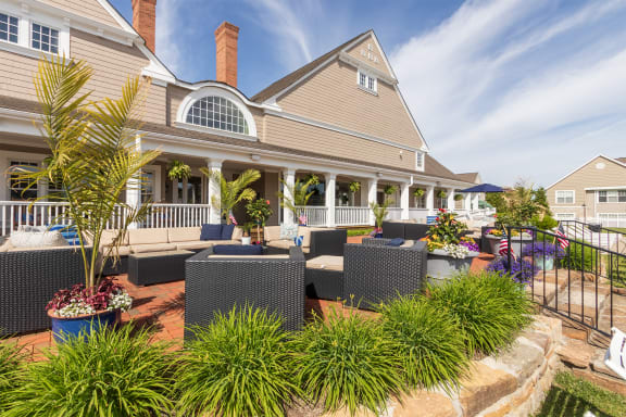 This is a photo of the pool area at Nantucket Apartments in Loveland, Ohio.