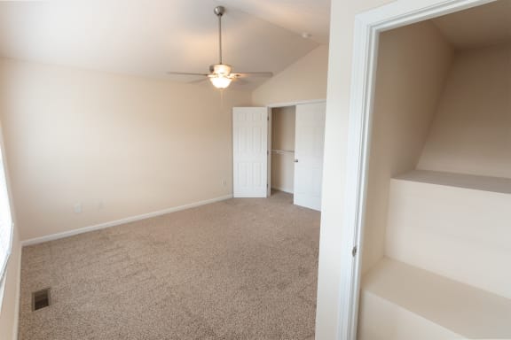 This is a photo of the second bedroom in the 1498 square foot, 2 bedroom, 2 and 1/2 bath Schooner floor plan at Nantucket Apartments in Loveland, OH.