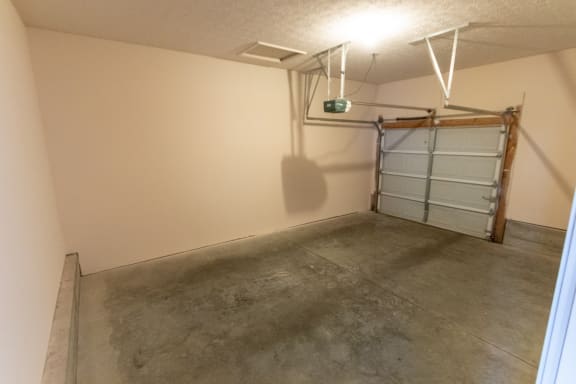 This is a photo of the attached single car garage in the 1498 square foot, 2 bedroom, 2 and 1/2 bath Schooner floor plan at Nantucket Apartments in Loveland, OH.