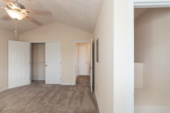 This is a photo of the second bedroom in the 1389 square foot, 2 bedroom, 2 and a 1/2 bath Yachtsman floor plan at Nantucket Apartments in Loveland, OH.