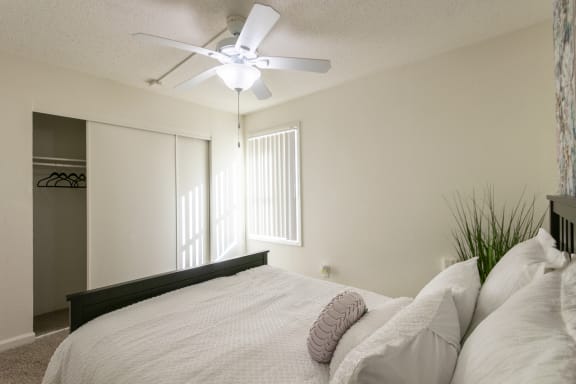Bedroom With Ceiling Fan at Princeton Court, Dallas, TX