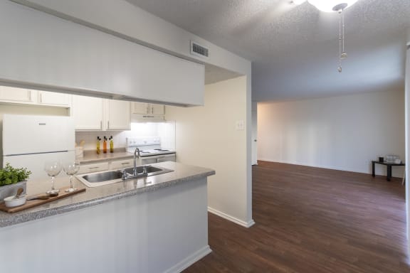 kitchen and hallway from the dining room  at Princeton Court, Dallas