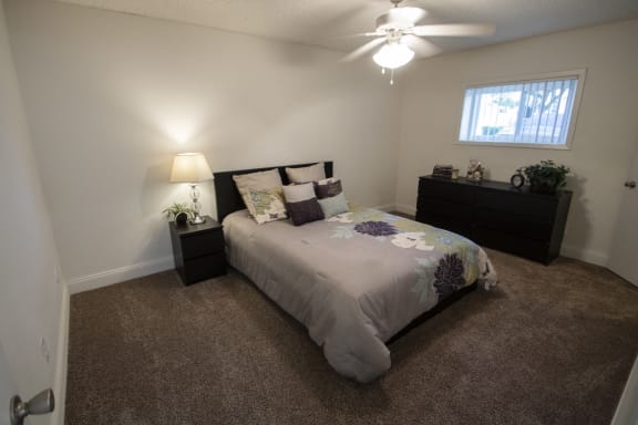 Bedroom With Ceiling Fan at Princeton Court, Texas, 75231