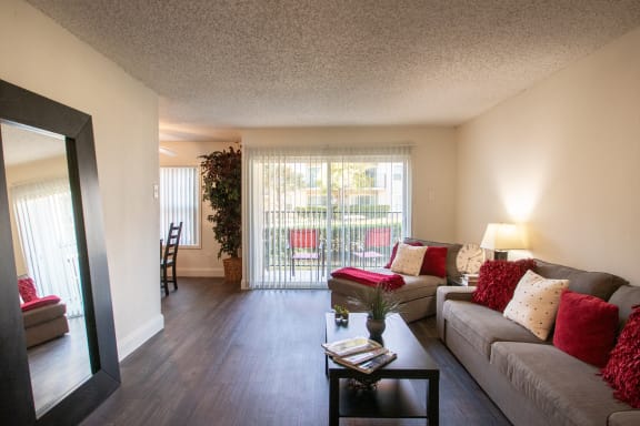 a living room with a couch and a coffee table